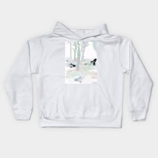 Bamboo and chinese koi carp watercolour sumie Kids Hoodie